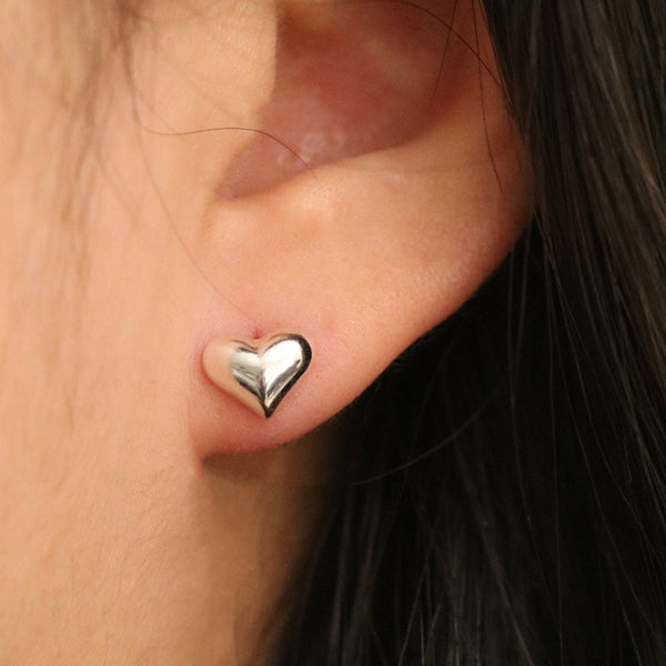 Chunky heart stud earrings