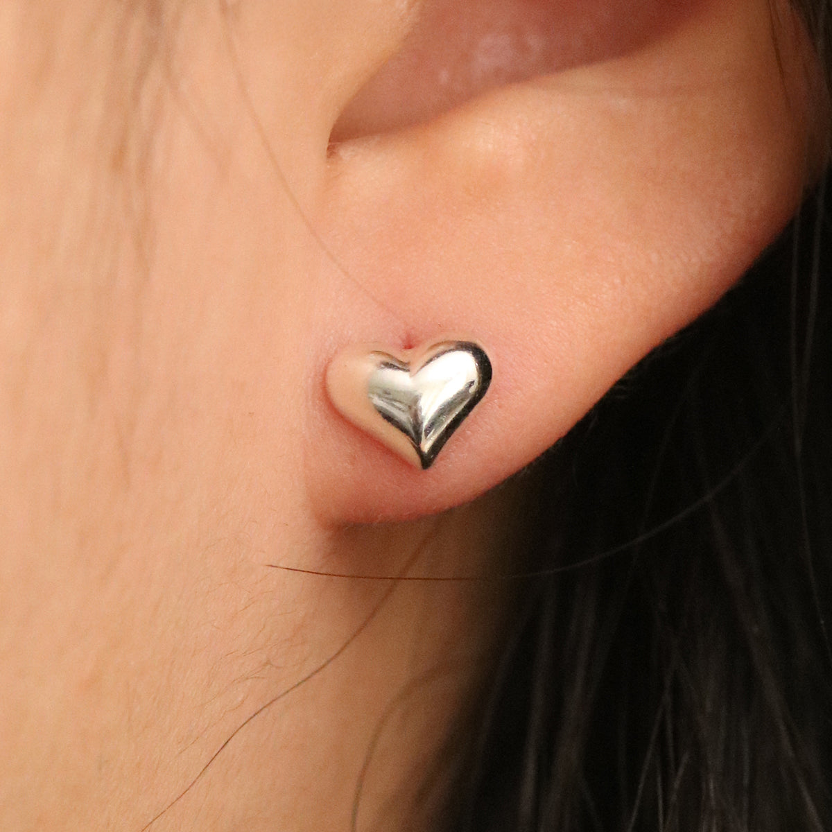 Chunky heart stud earrings