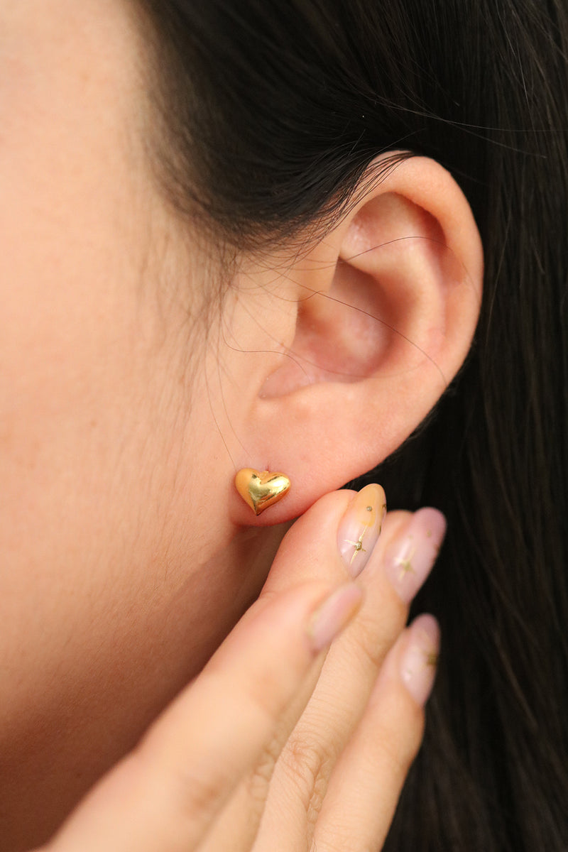 Chunky heart stud earrings
