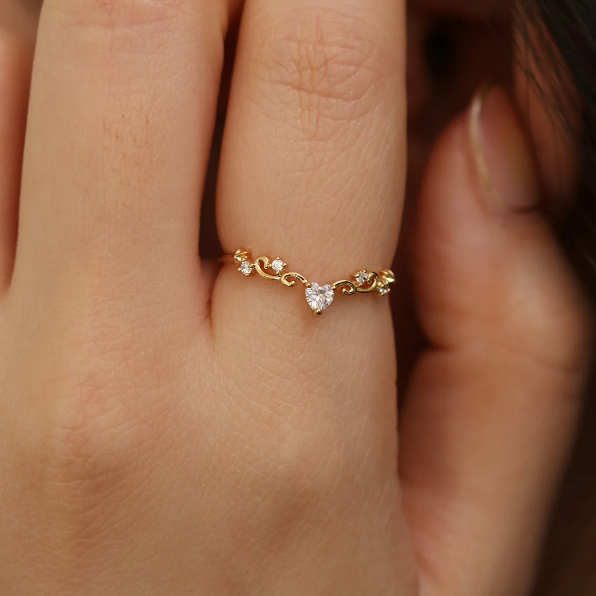 Heart Ring Set In Gold