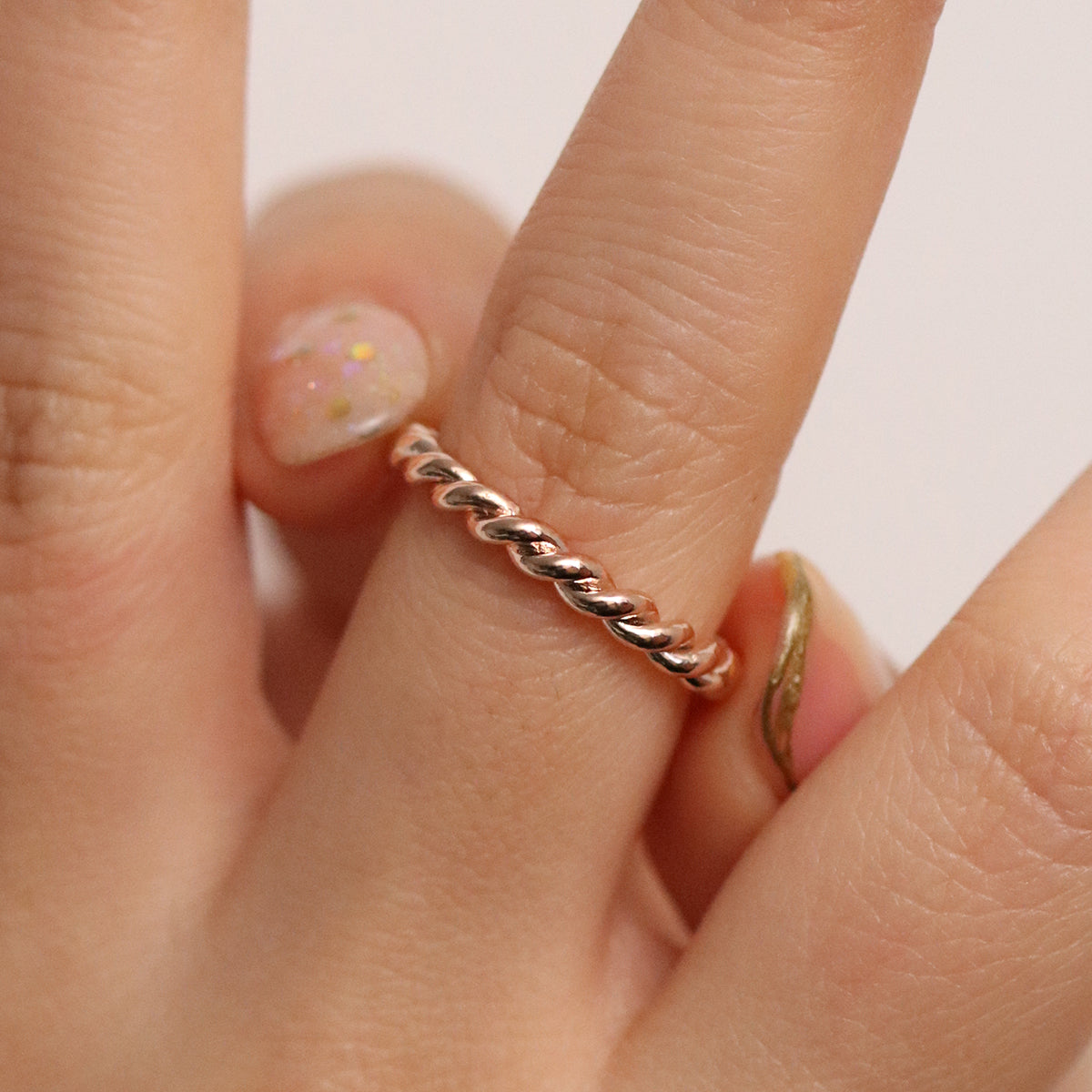 Silver simple twisted ring