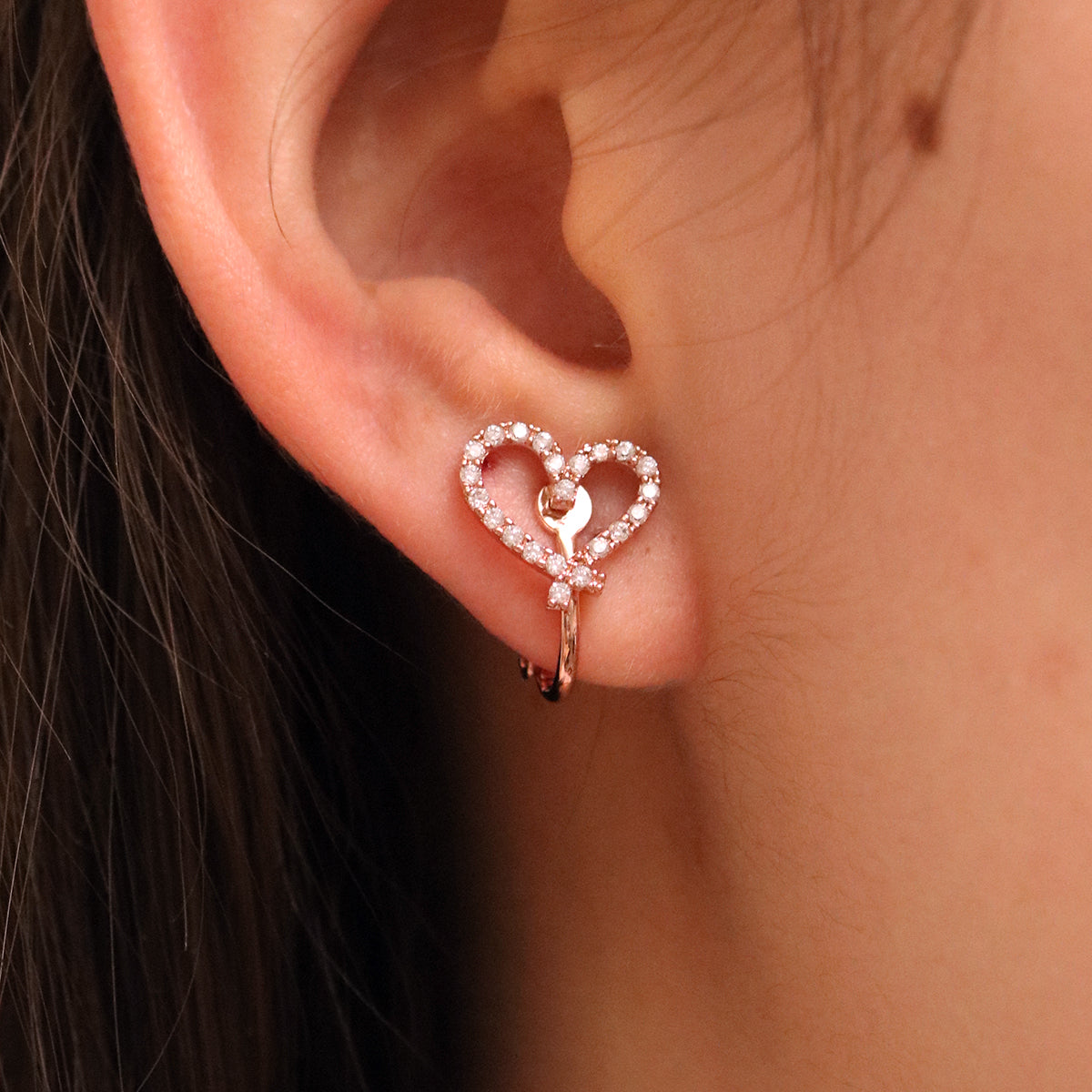 Cubic Heart Clip On Earrings