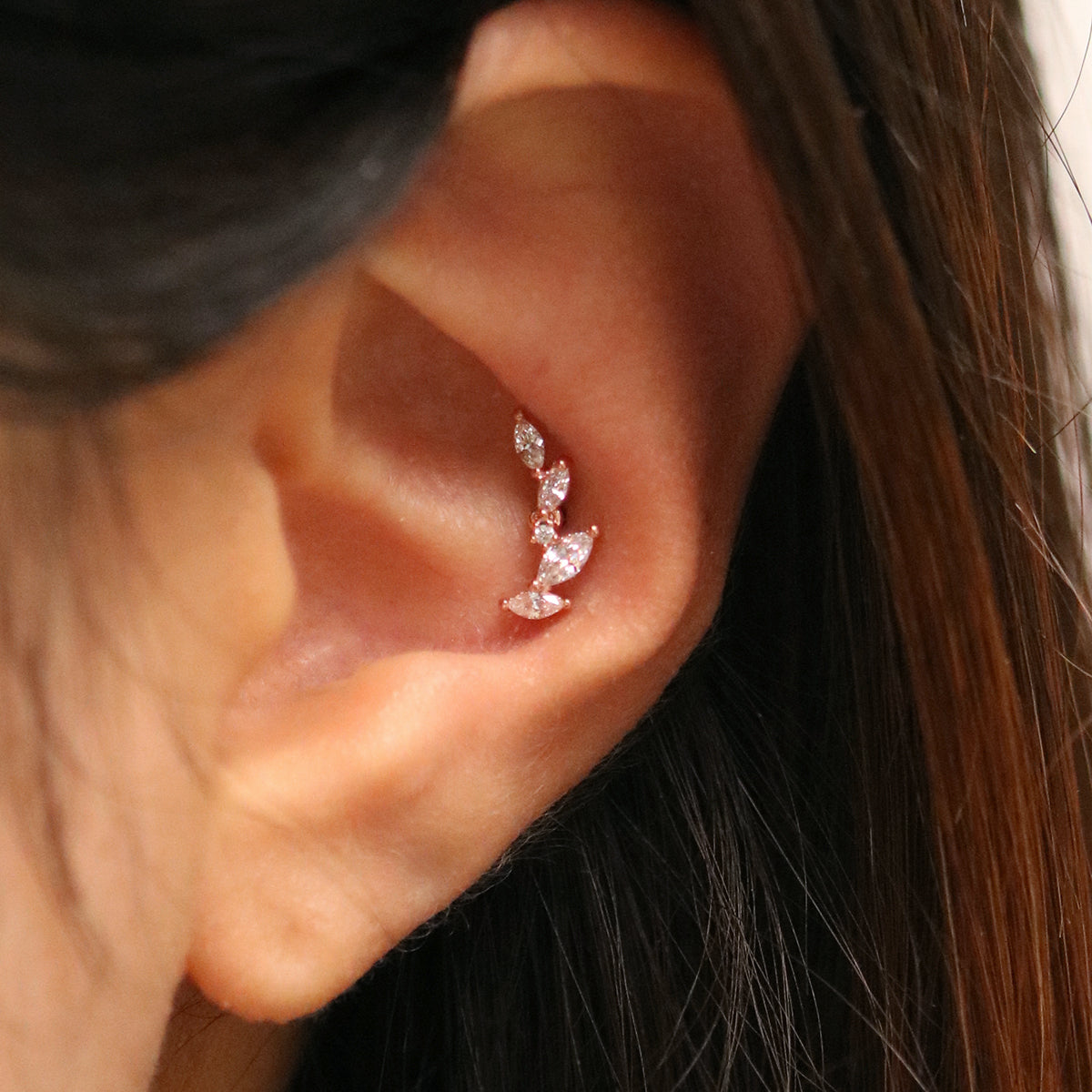 Stacked crystal piercing