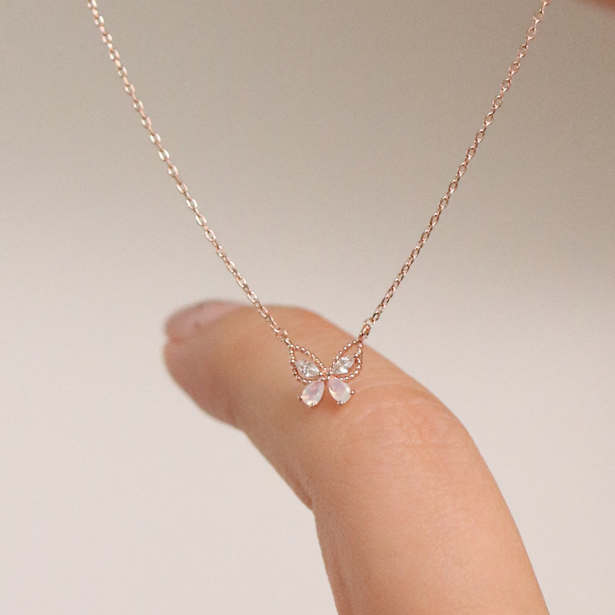 Moonstone butterfly set in Rose gold