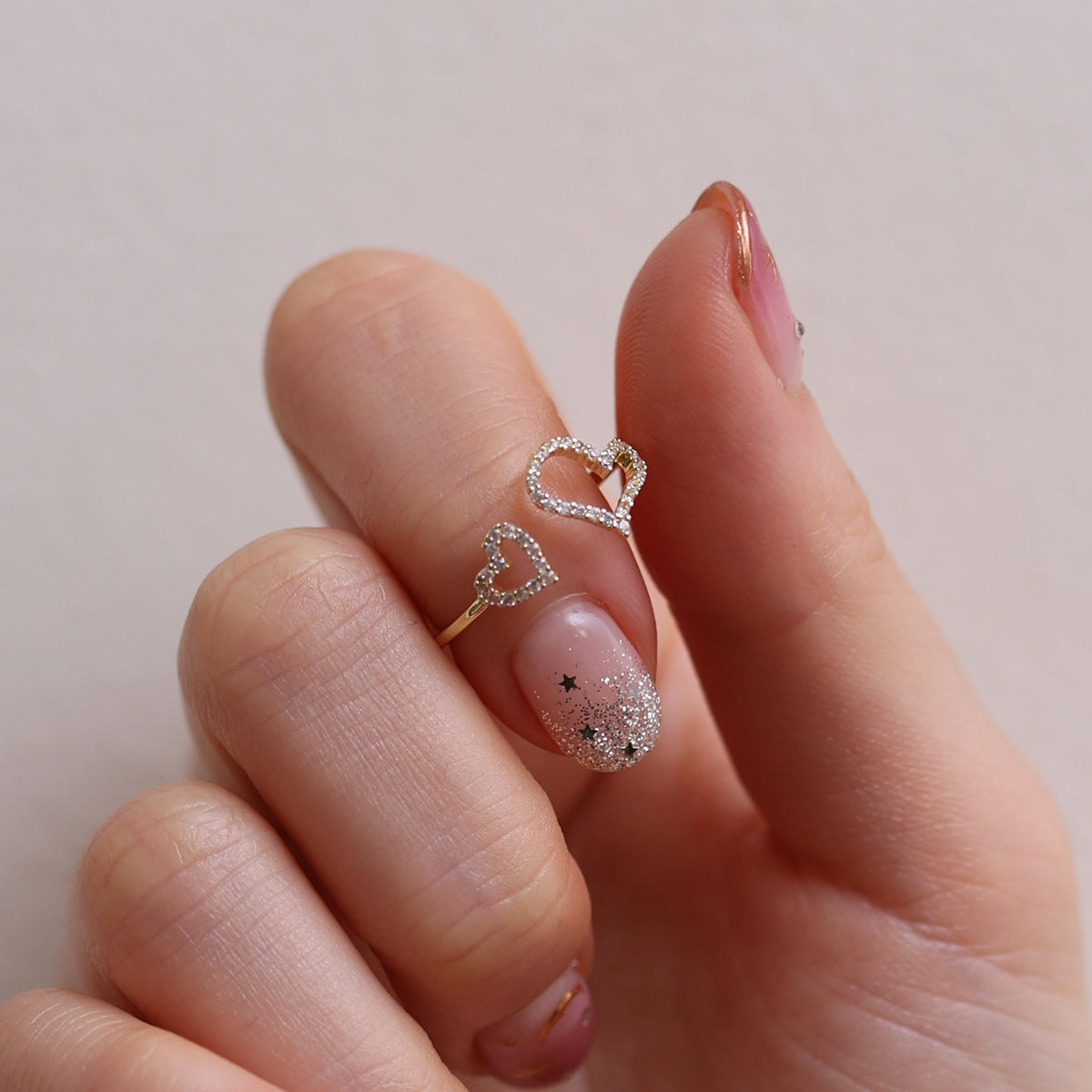 Double hearts ring