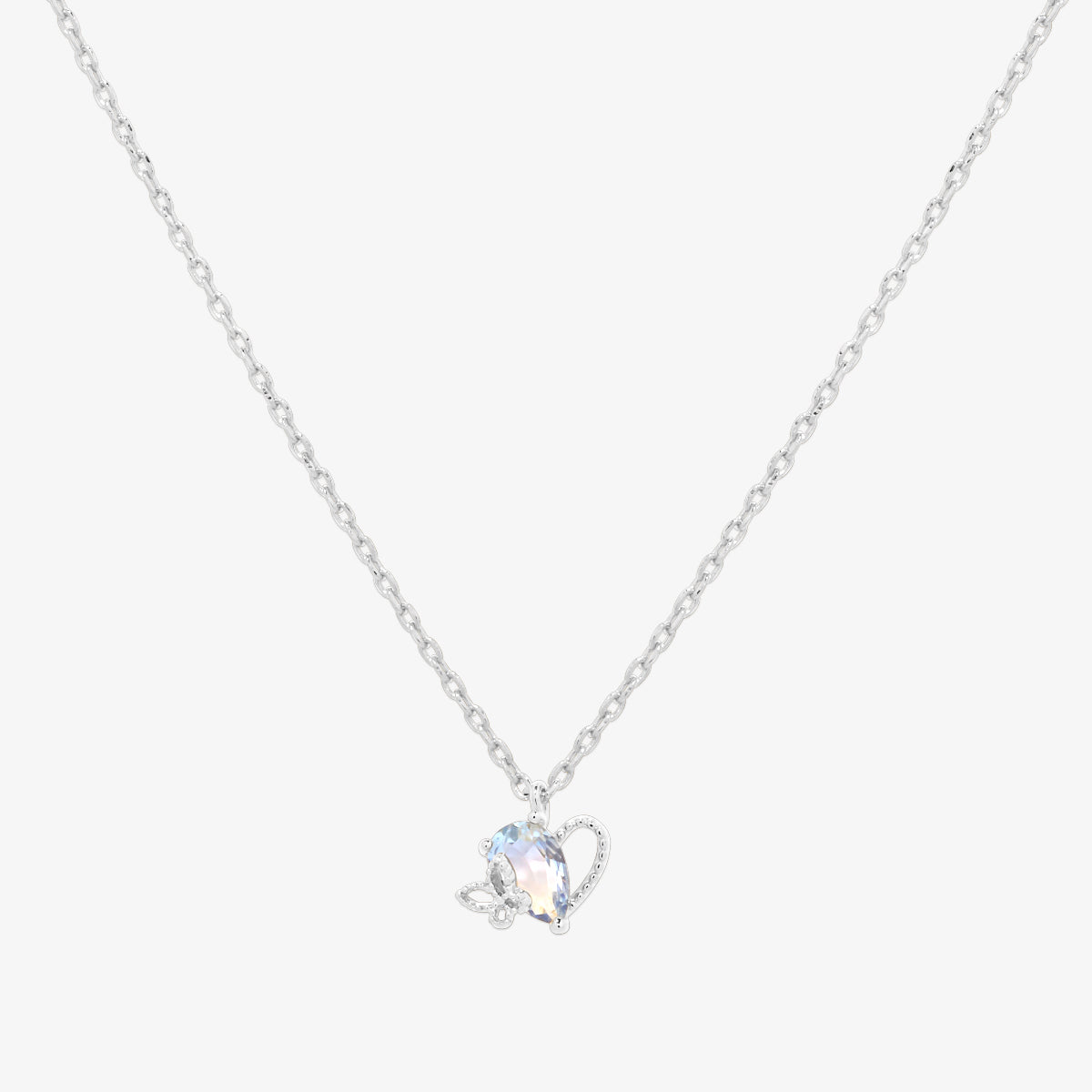 Heart butterfly blue cubic necklace