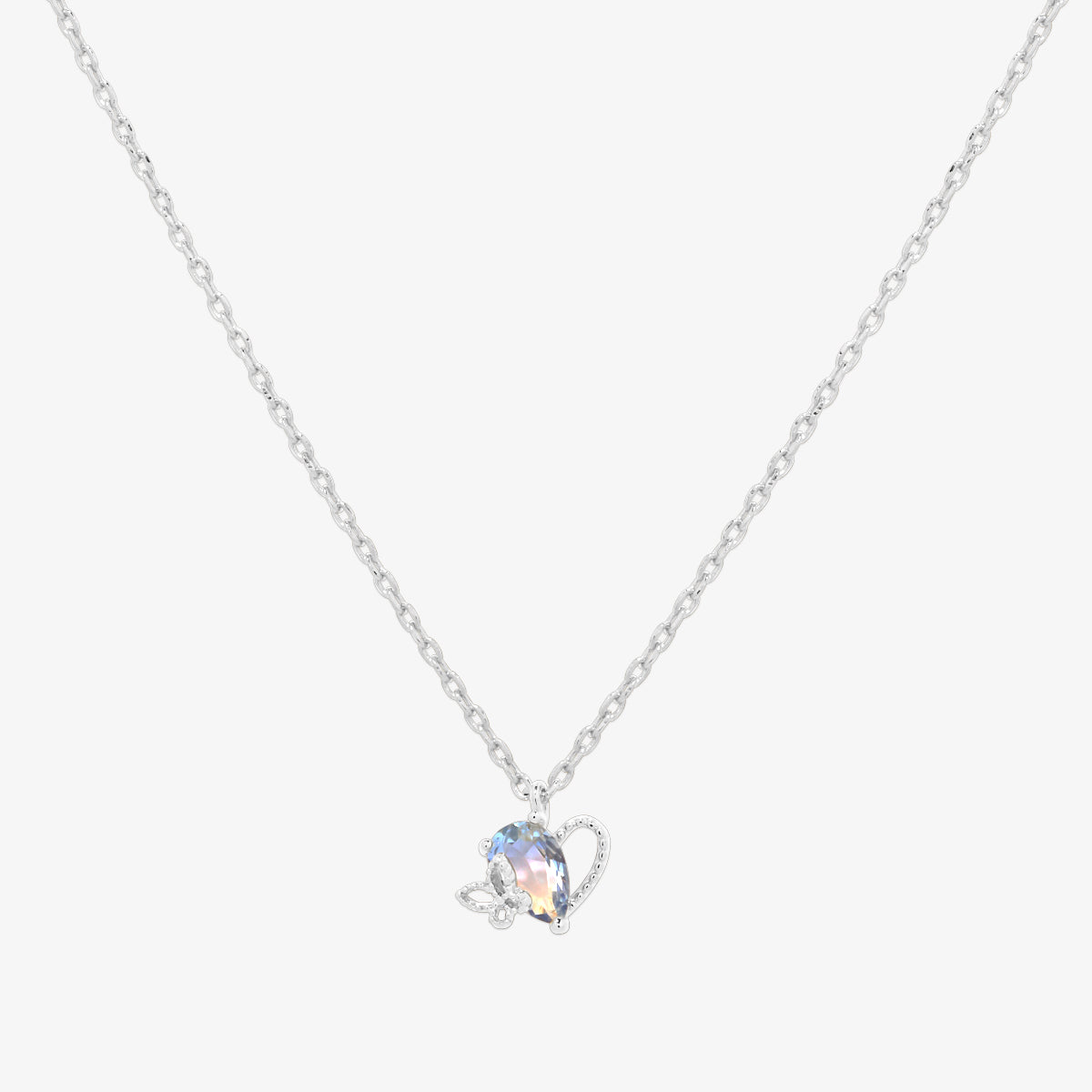 Heart butterfly blue cubic necklace