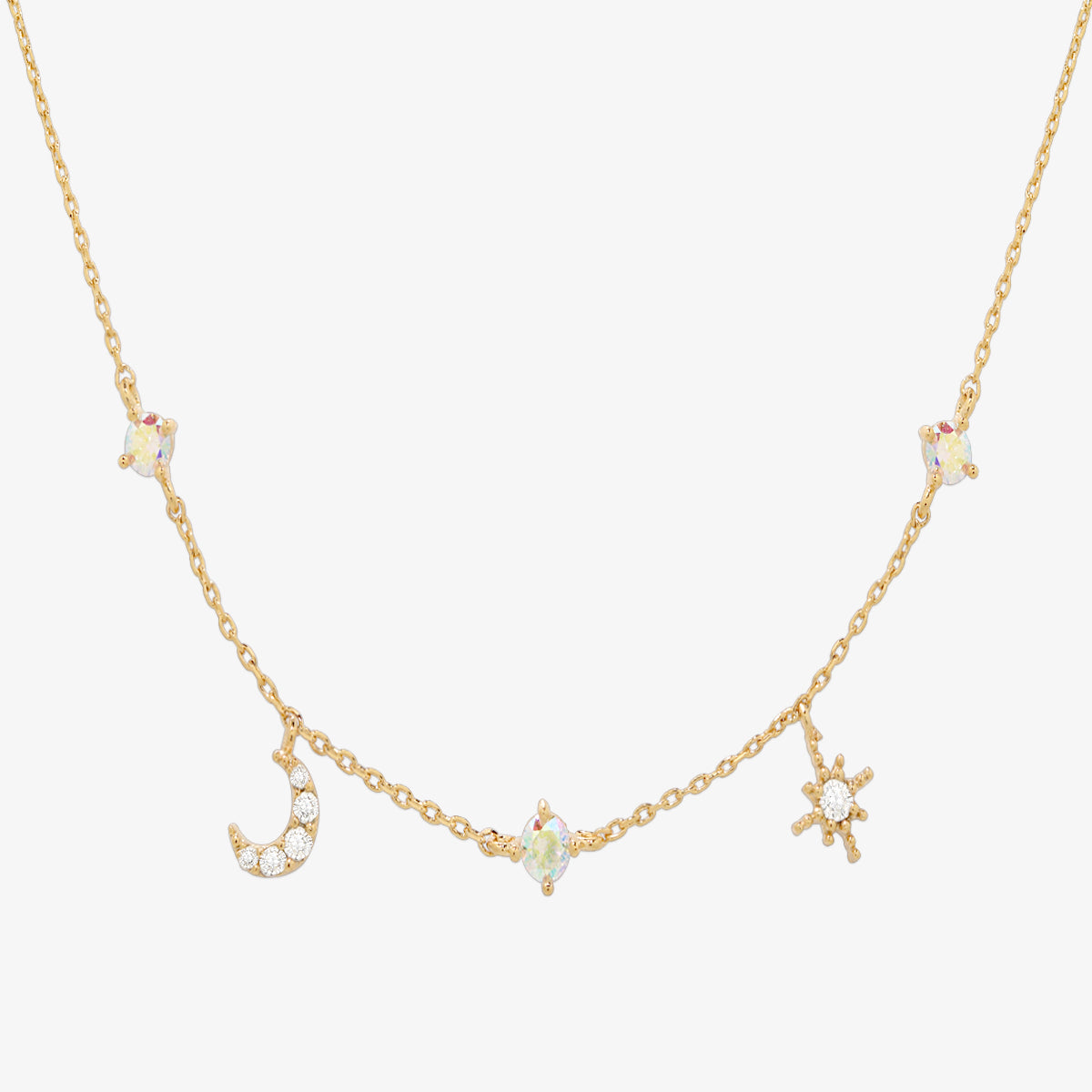 Smoked topaz cubic moon star necklace