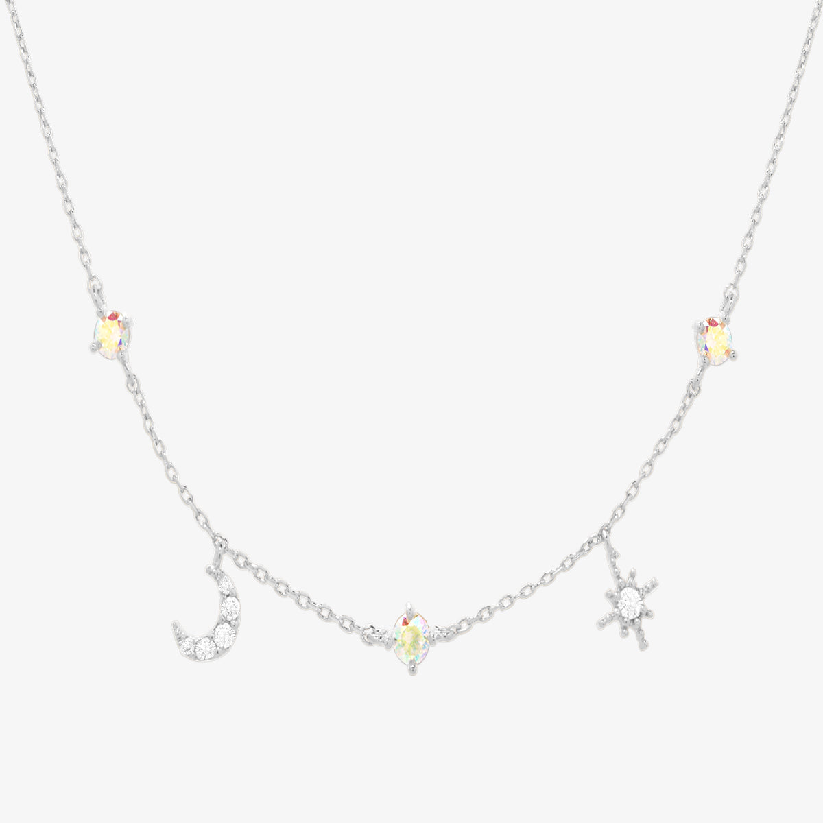 Smoked topaz cubic moon star necklace