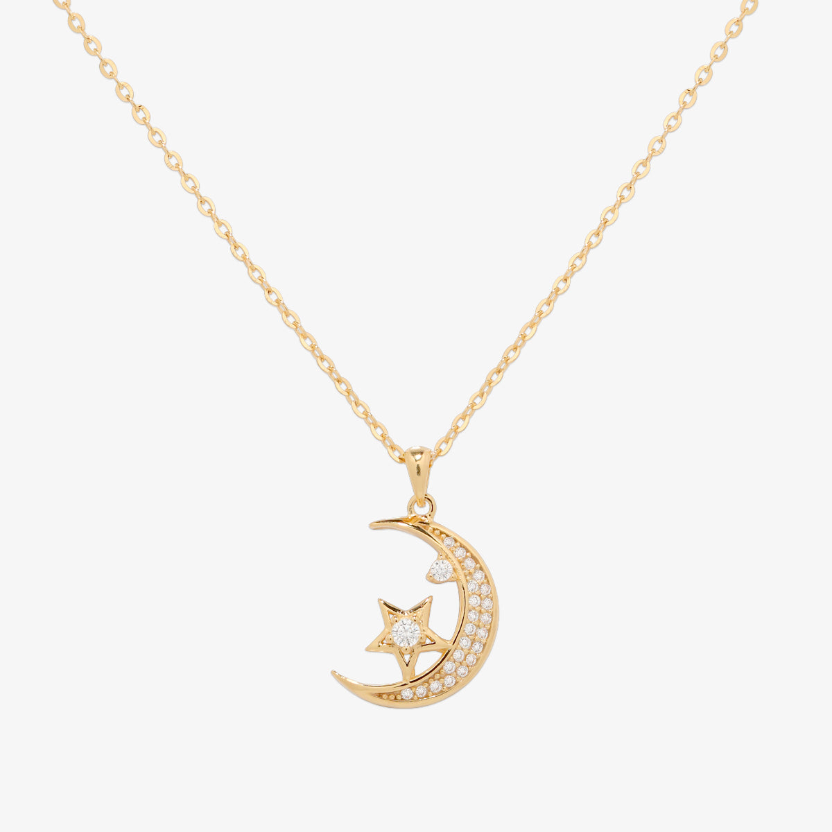 Cubic moon star necklace