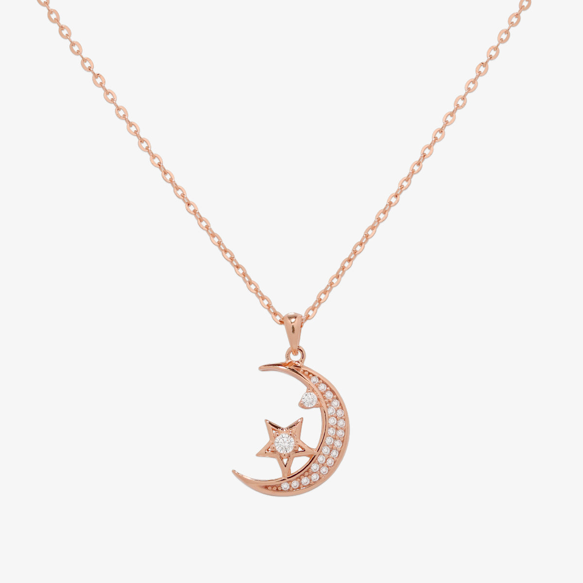 Cubic moon star necklace