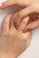 Cubic Crescent Moon Ring