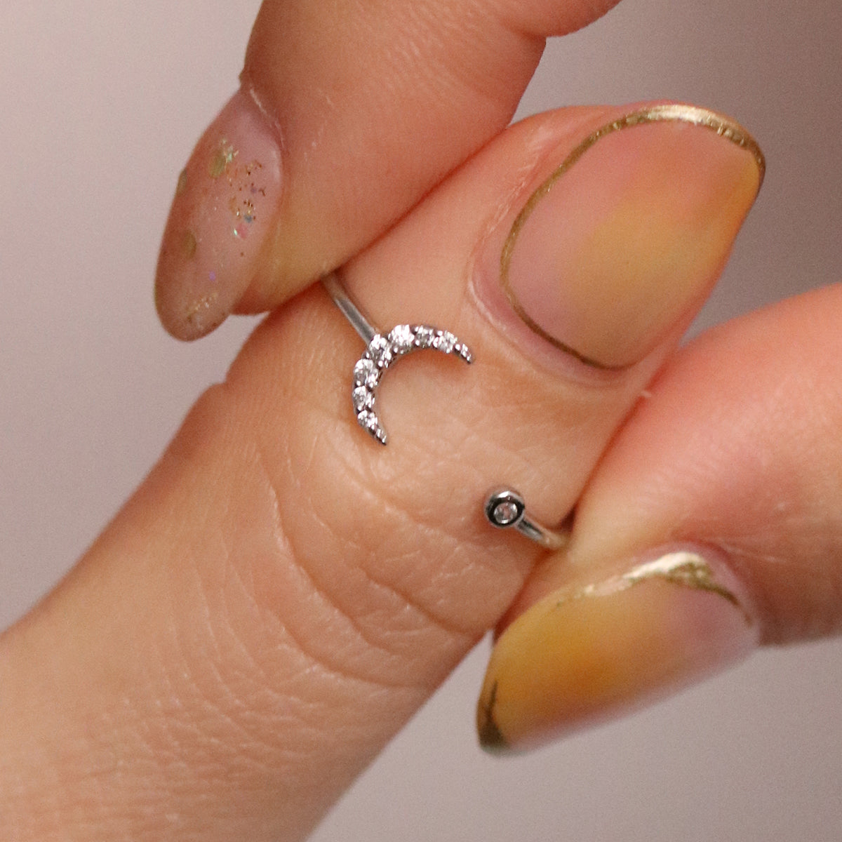 Cubic Crescent Moon Ring