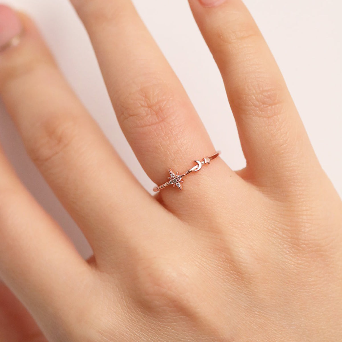 Moon and star ring