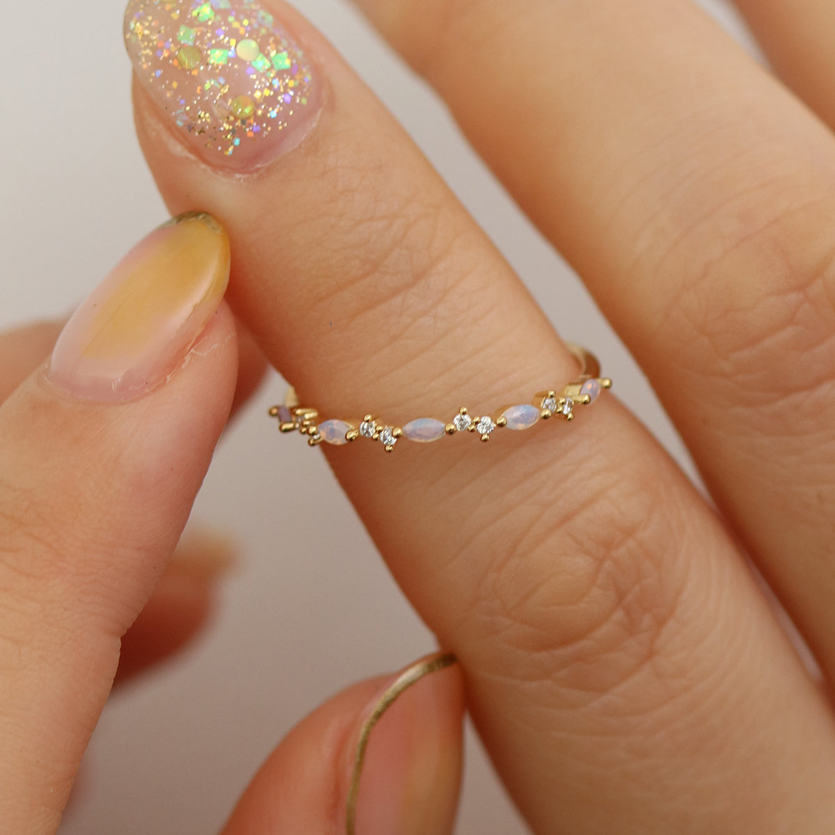 Moonstone braid ring