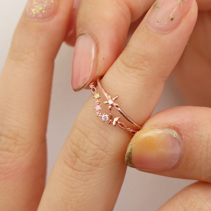 Double pastel flower ring