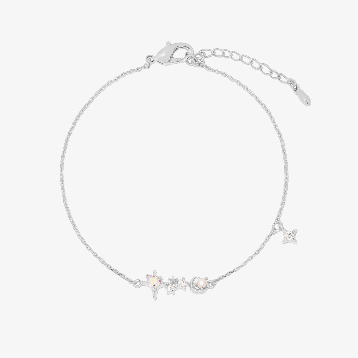 Smoked topaz Cubic Pearl Charm bracelet