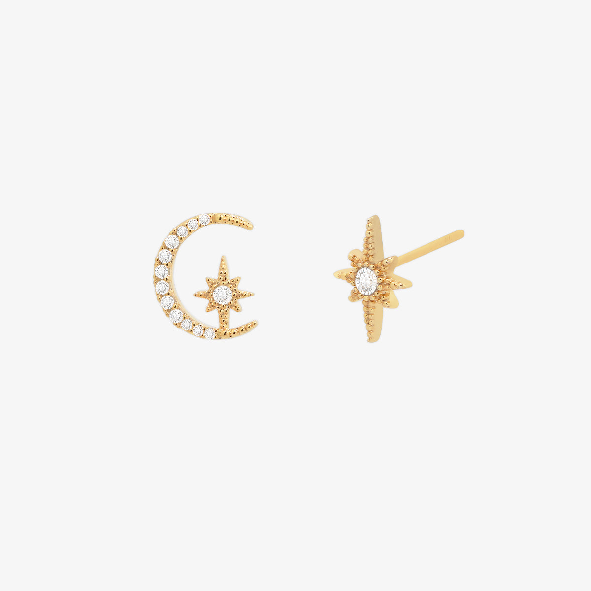 Moon and star stud earrings