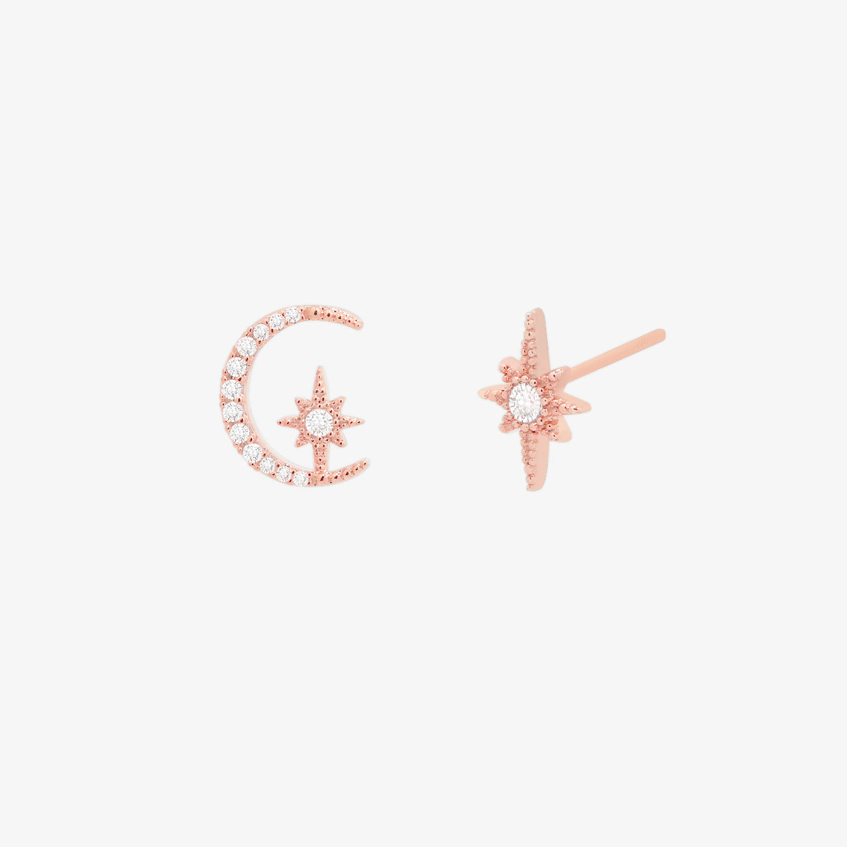 Moon and star stud earrings