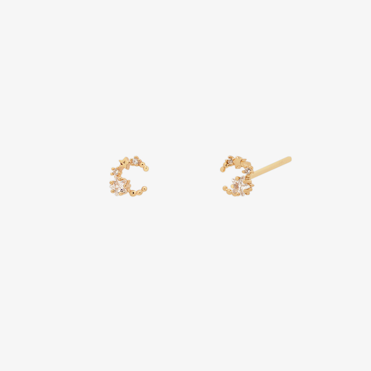 Tiny moon star cubic earrings