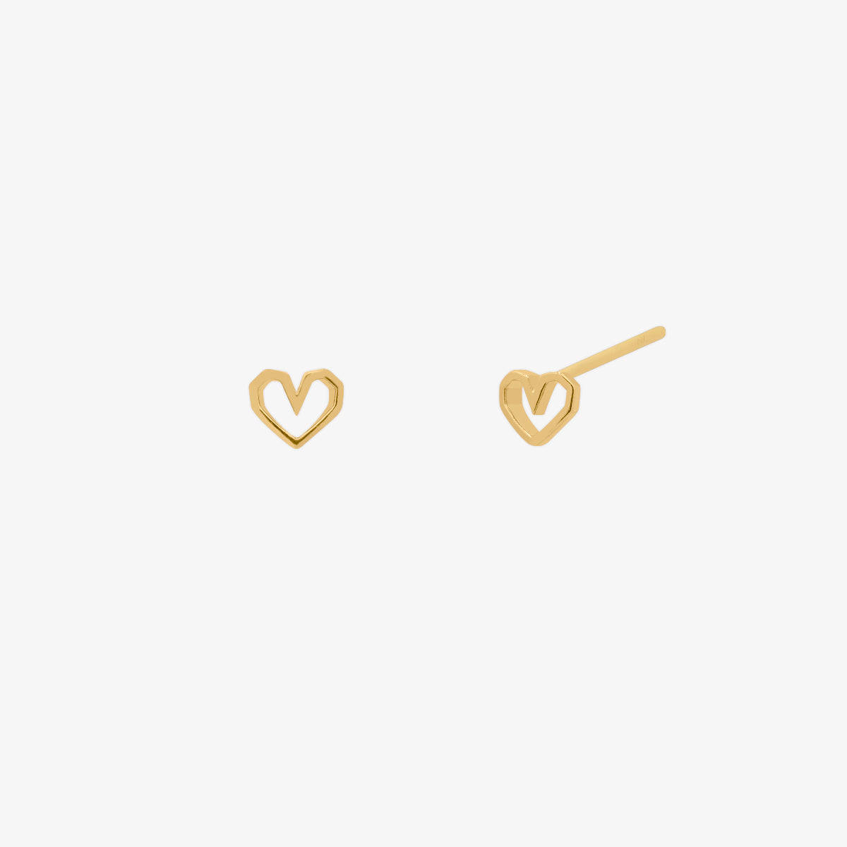 Angled heart stud earrings