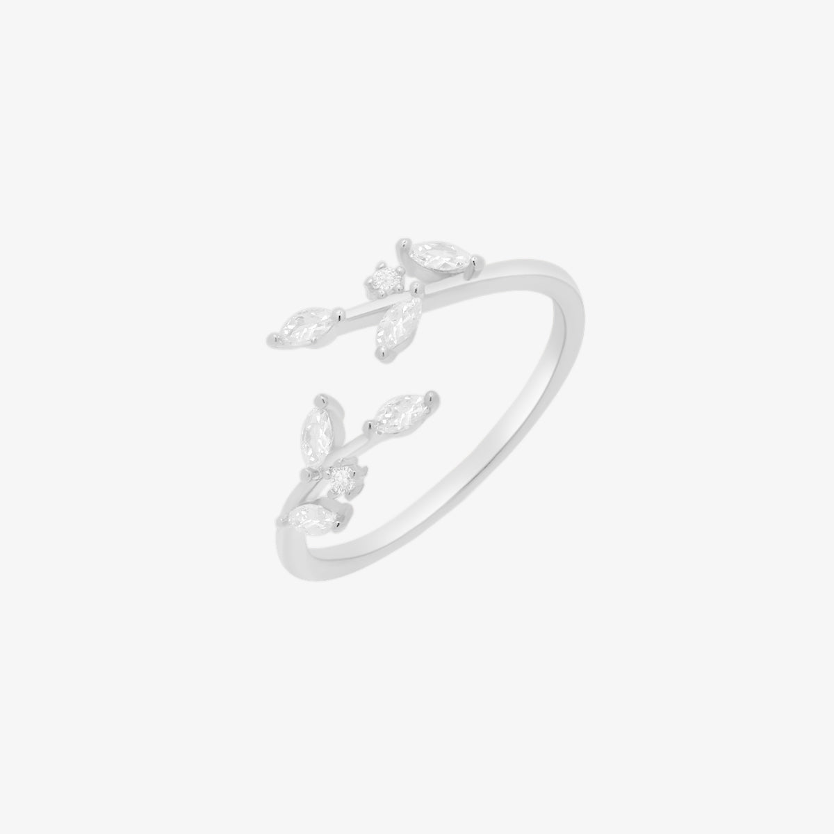 Cubic laurel leaves ring