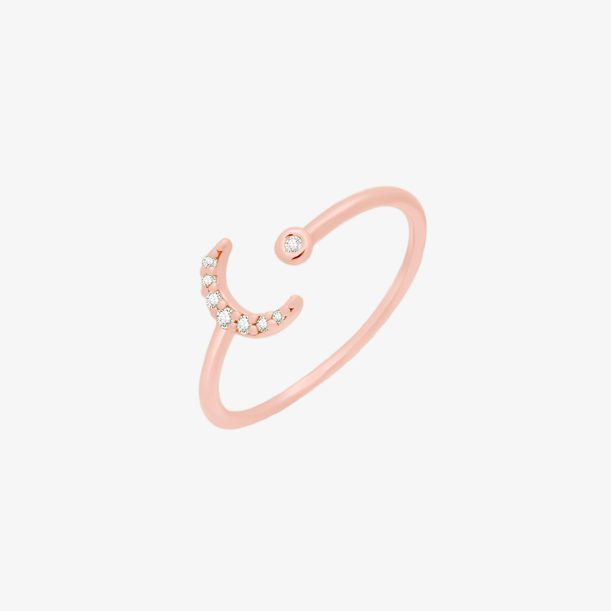 Cubic Crescent Moon Ring - 18k gold plated / Adjustable