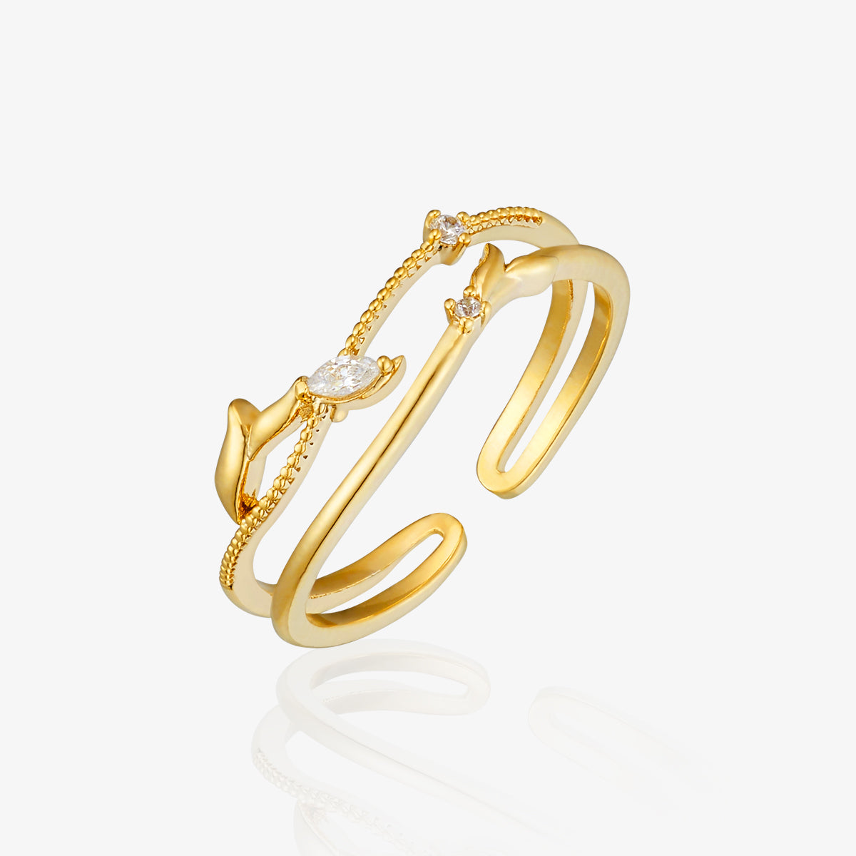 Double layered subtle vine ring