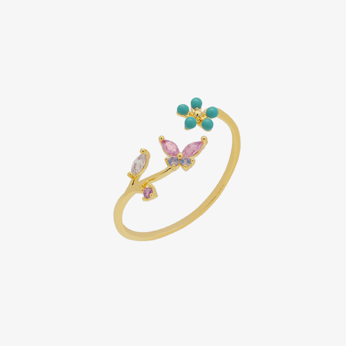 Turquoise Blossom Butterfly Ring