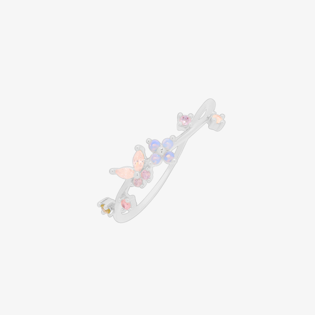 Butterfly Moonstone Flower Cubic Ring with a unique twist design and adjustable fit, combining layered elegance and modern style for any occasion.