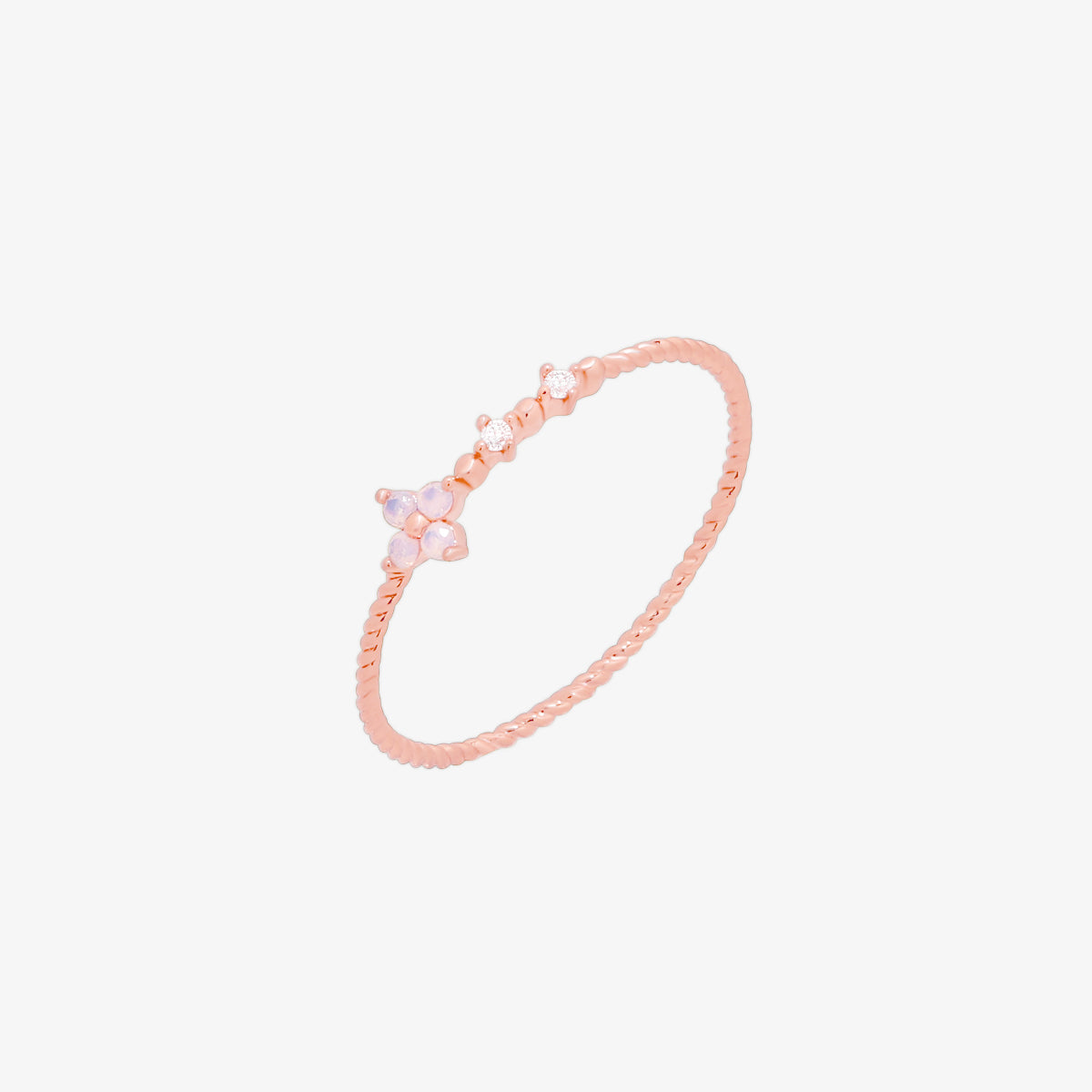 Moonstone Cubic Flower Ring handcrafted with a glowing moonstone centre and delicate cubic flower petals, blending natural beauty.