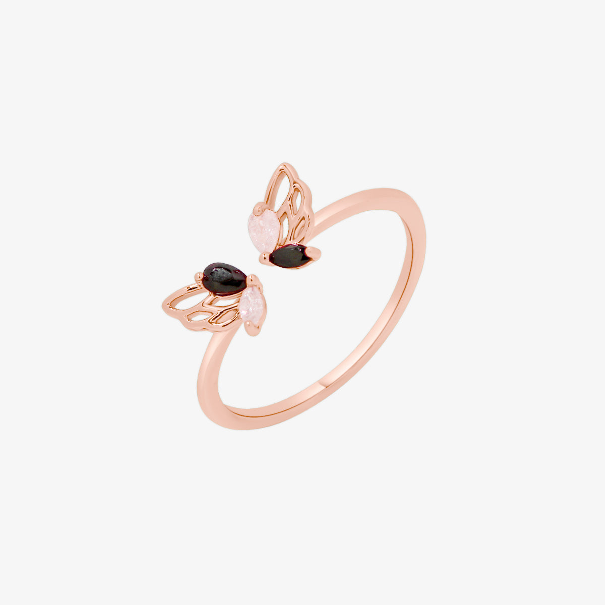 Black Cubic Angel Wing Ring