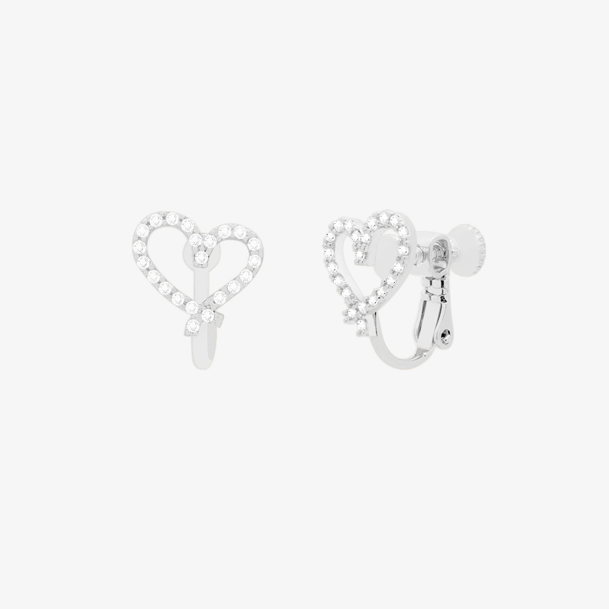 Cubic Heart Clip On Earrings