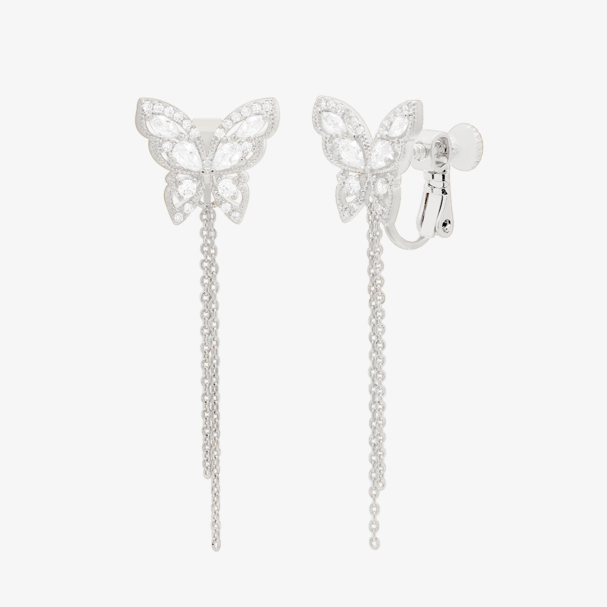 Butterfly Drop Clip On Earrings