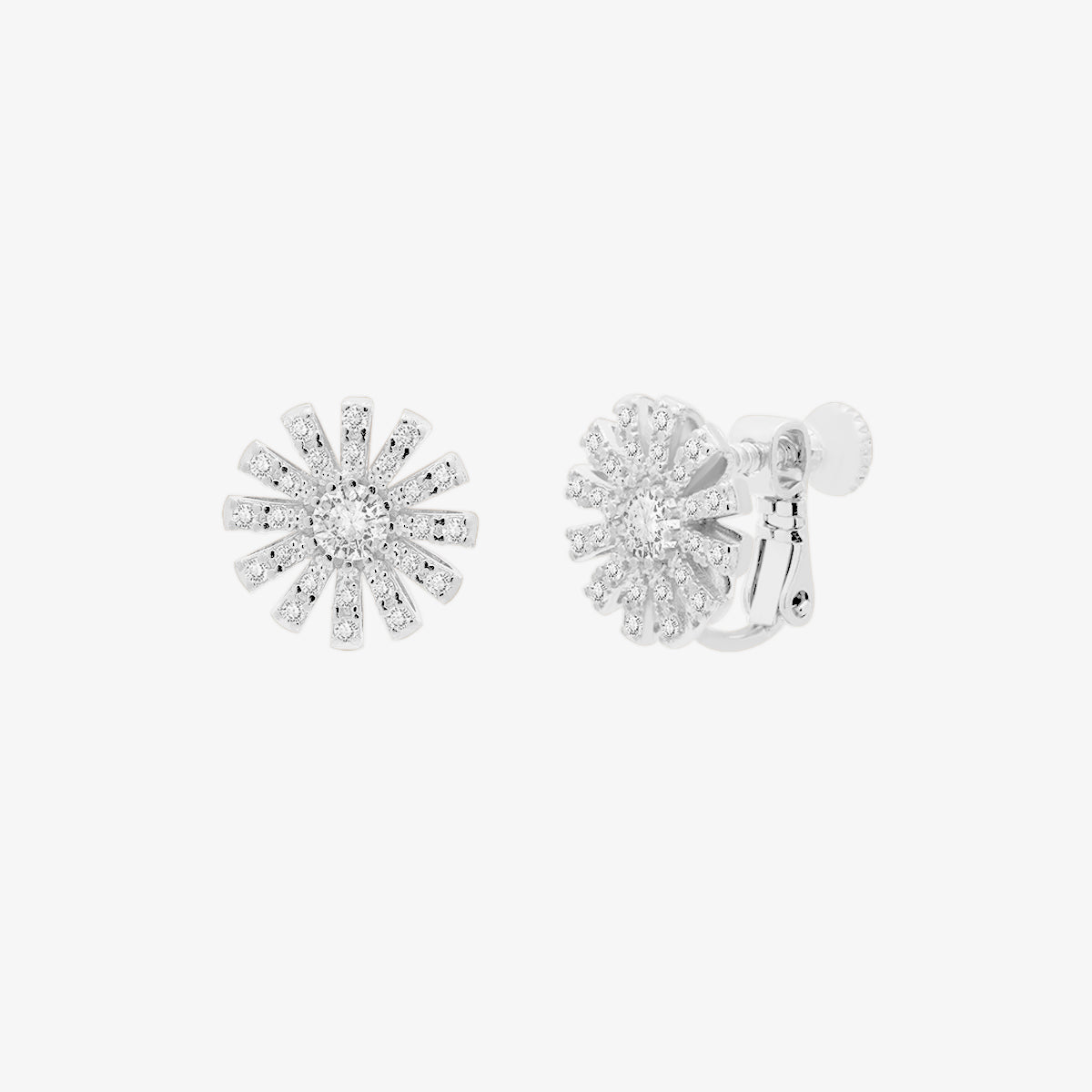 Daisy Cubic Clip on Earrings