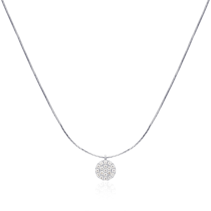 Circle pendant silk necklace
