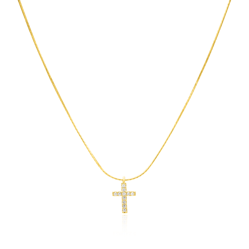 Cross pendant silk necklace