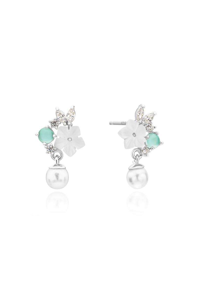 Lily green moonstone dangle earrings