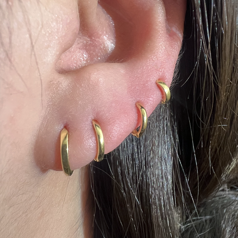 Rose Gold Earrings, Huggie Earrings, Rose Gold Hoop Earrings Rose Gold Vermeil / 8mm