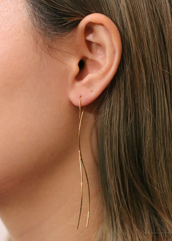 Flow drop long threader earrings