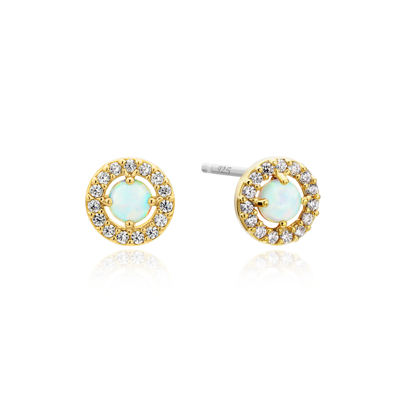 Opal cubic stud earrings