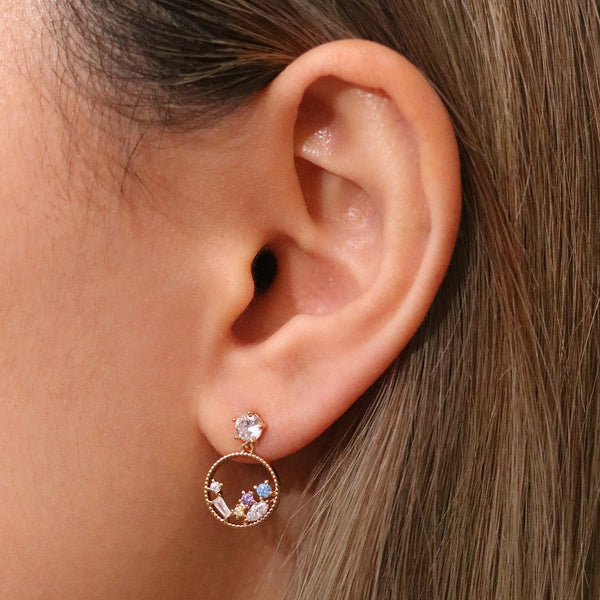 Blue circle dangle earrings