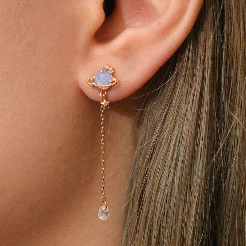 Moonstone saturn dangle earrings