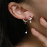 Cubic moon dangled pearl Earrings