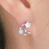Cubic Star Line Moon Earrings