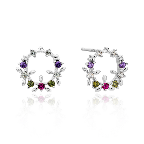 cubic circle purple earrings
