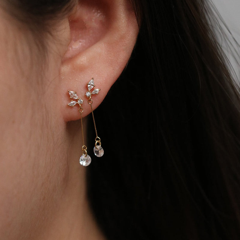 Cubic wing drop earrings
