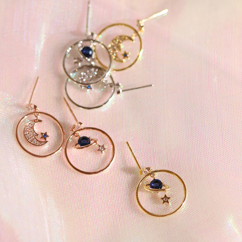 Saturn moon earrings