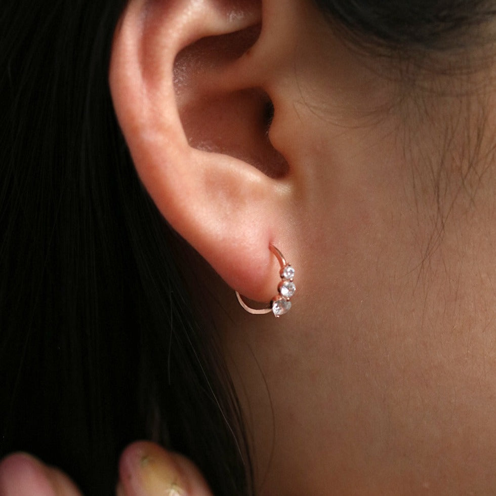 Triple cubic semi-hoop earrings