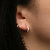 Triple cubic semi-hoop earrings